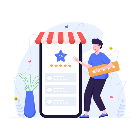 Customer provide five stars rating  Illustration