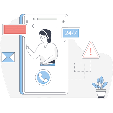 Customer providing Online customer assistant  Illustration