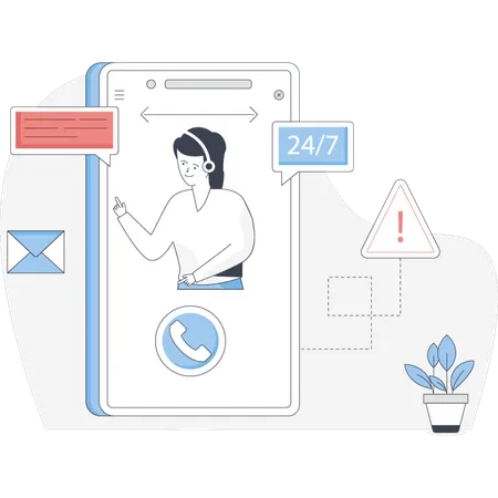Customer providing Online customer assistant  Illustration