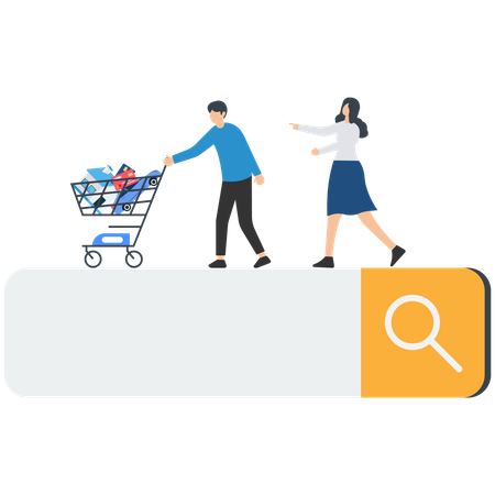 Customer queue in search bar  Illustration