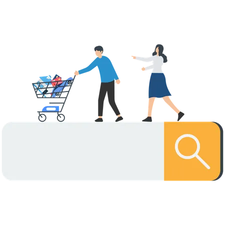 Customer queue in search bar  Illustration