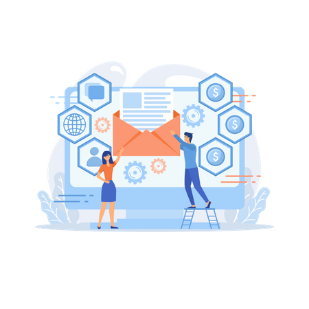 Customer receiving automated marketing message  Illustration