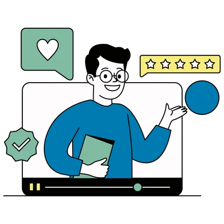 Customer representative viewing user responses  Illustration