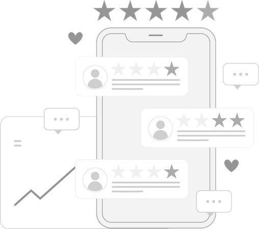 Customer Review on mobile  Illustration