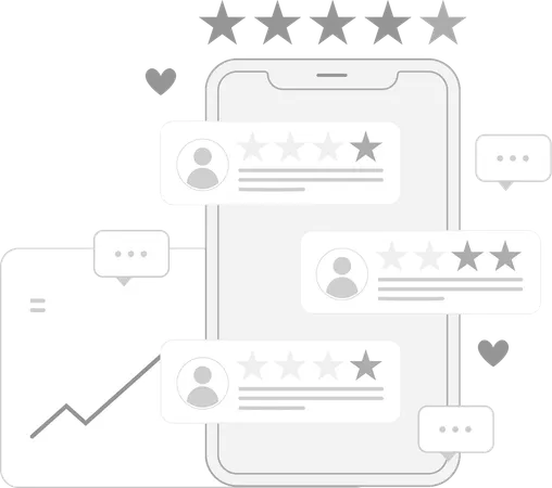 Customer Review on mobile  Illustration