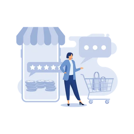 Customer review rating online shopping Illustration