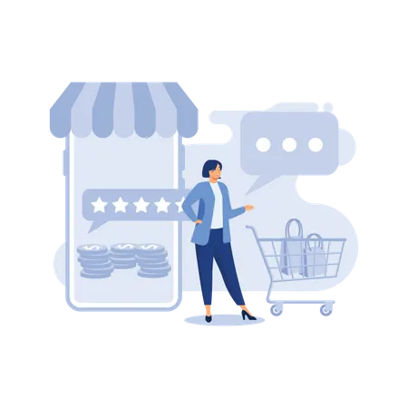 Customer review rating online shopping  Illustration