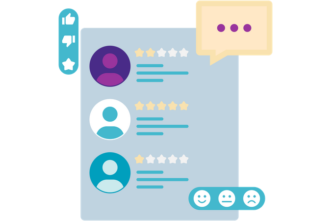 Customer reviews with star indicators  Illustration
