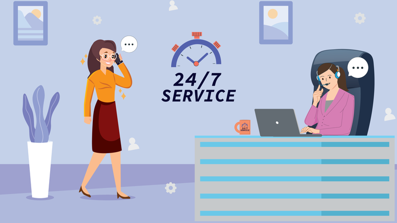 Customer service agent available full day Illustration