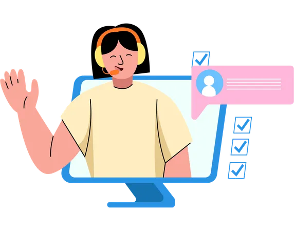 Customer Service Agent Handling Online Queries  Illustration