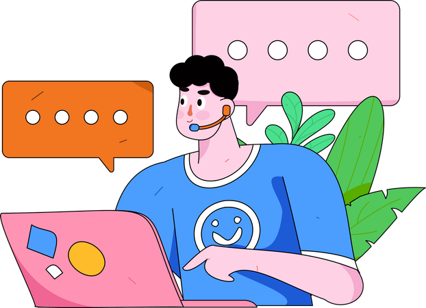 Customer Service Agent talking with customer  Illustration