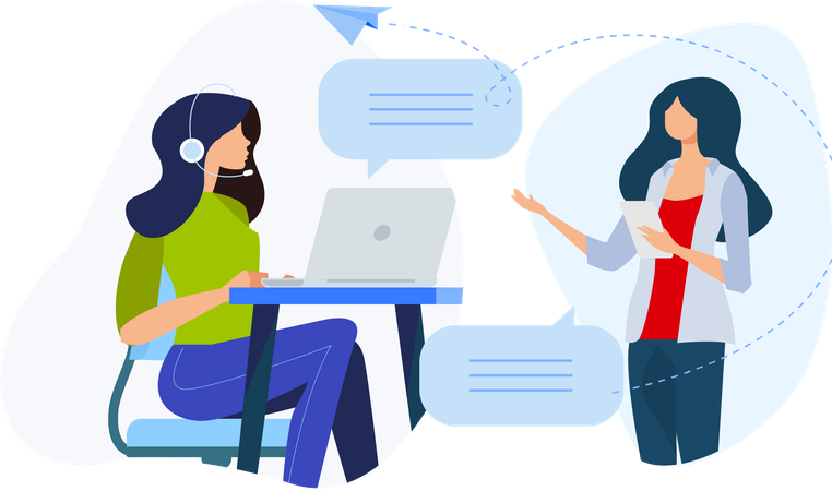 Customer Service agent talking with female customer  Illustration