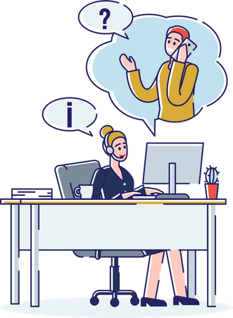 Customer Service And Call Center Illustration