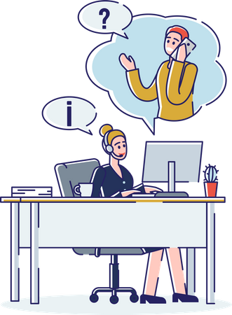 Customer Service And Call Center  Illustration