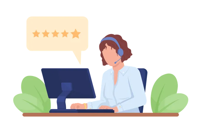 Customer service assistant checking feedback  Illustration