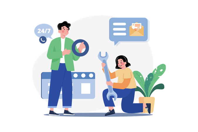 Customer Service flat illustration concept on white background  Illustration