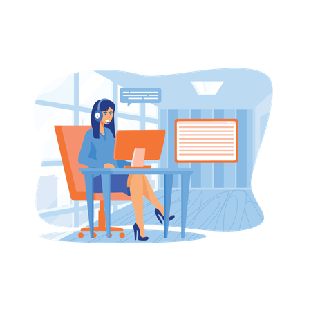 Customer service hotline operators advise customers  Illustration