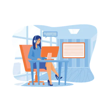 Customer service hotline operators advise customers  Illustration