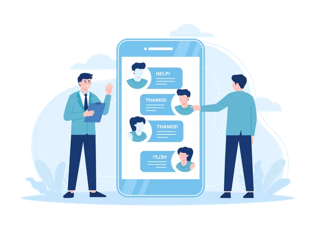 Customer Service Is Performed For Customers On Smartphone Screens Trending Concept Flat Illustration Illustration