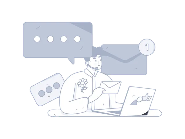 Customer Service operator talking with customer  Illustration
