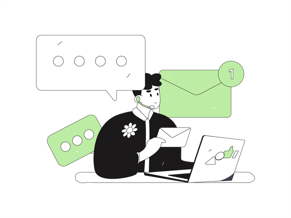 Customer Service operator talking with customer  Illustration