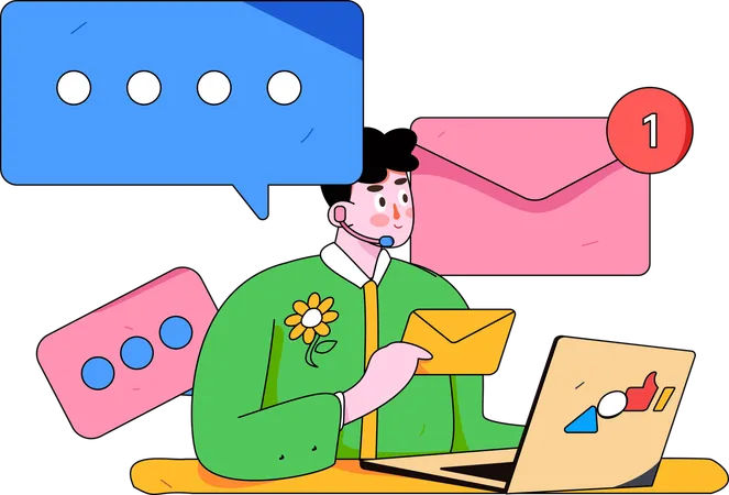 Customer Service operator talking with customer  Illustration