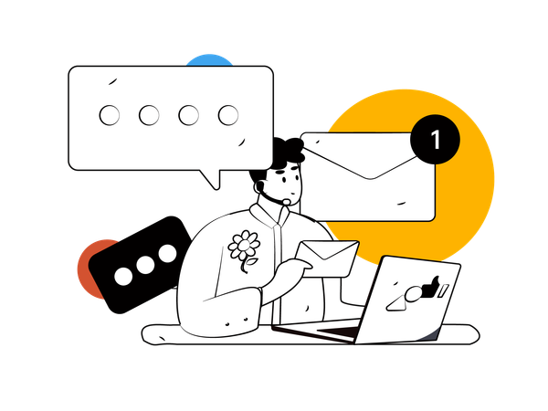 Customer Service operator talking with customer  Illustration