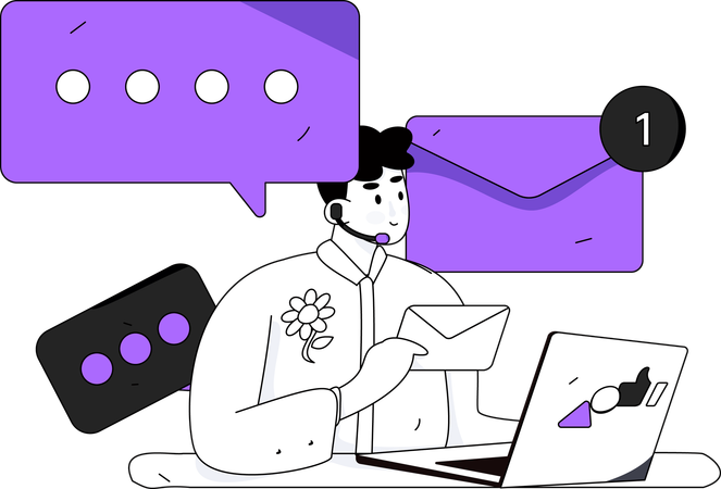 Customer Service operator talking with customer  Illustration