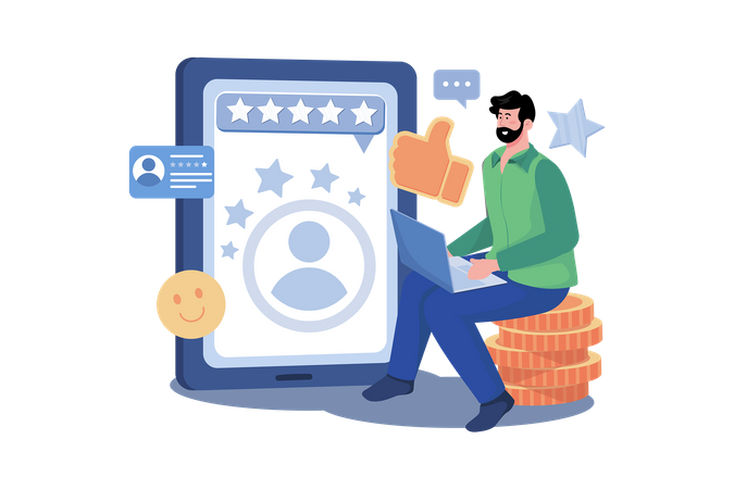 Customer service representative improving customer satisfaction rates  Illustration