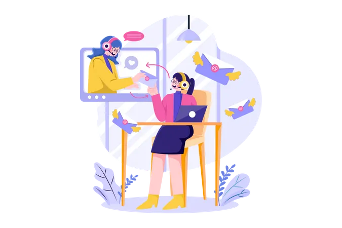 Customer Service Support via Email  Illustration