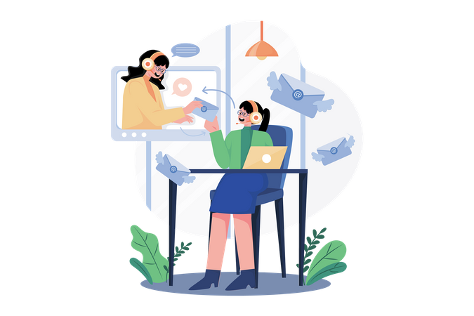 Customer Service Support via Email  Illustration