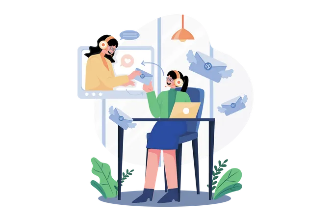 Customer Service Support via Email  Illustration