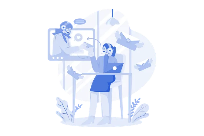 Customer Service Support via Email  Illustration