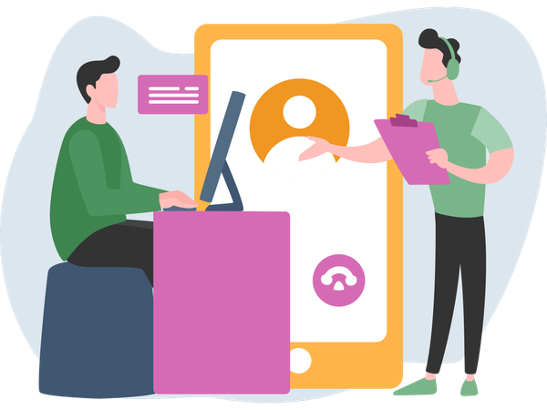 Customer Service used by company clients  Illustration
