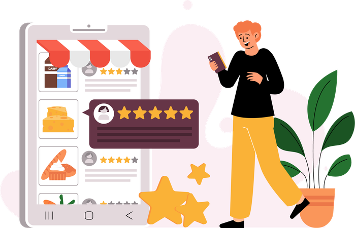 Customer share product review online  Illustration