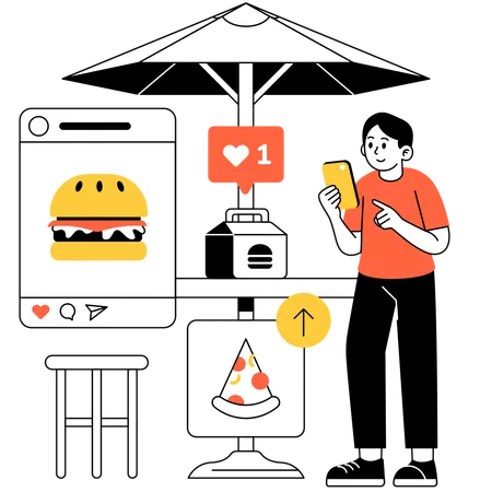 Customer share the food on social media  Illustration