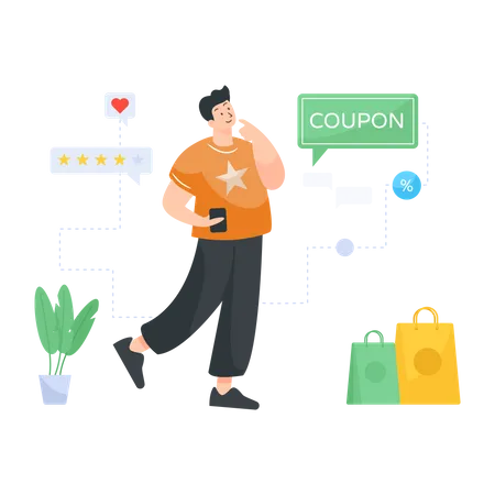 Customer sharing shopping experience review  Illustration