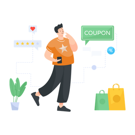 Customer sharing shopping experience review  Illustration