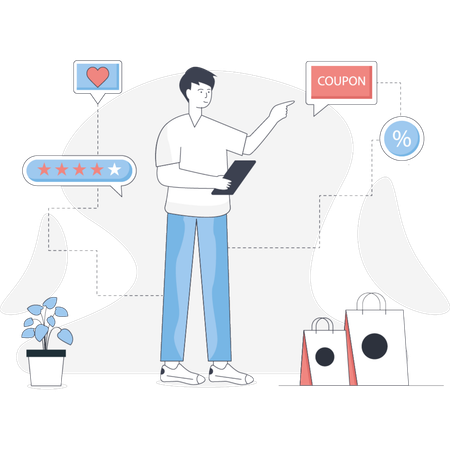 Customer sharing shopping experience review  Illustration