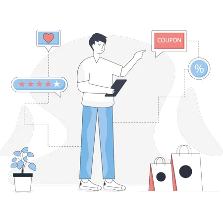 Customer sharing shopping experience review  Illustration