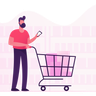 goods in shopping trolley illustration svg