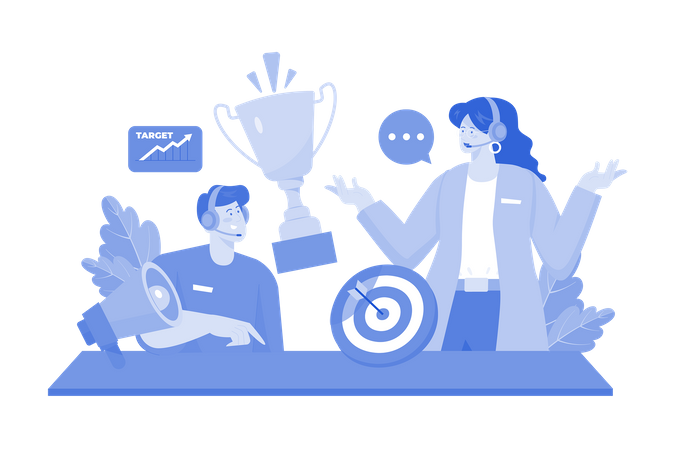 Customer success manager guides customers to achieve goals  Illustration