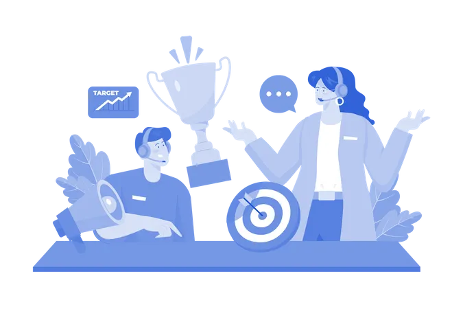Customer success manager guides customers to achieve goals  Illustration