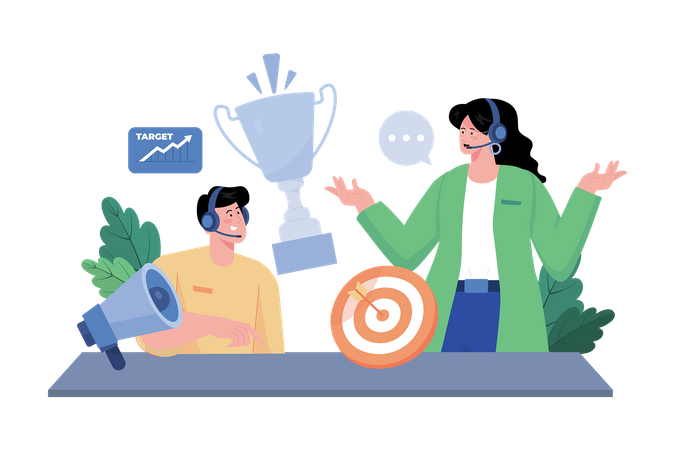 Customer success manager providing guidance to customers to achieve their goals  Illustration