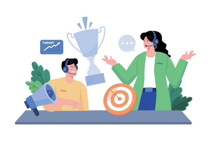 Customer success manager providing guidance to customers to achieve their goals  Illustration