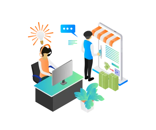 Isometric Style Illustration Of Online Payment Illustration