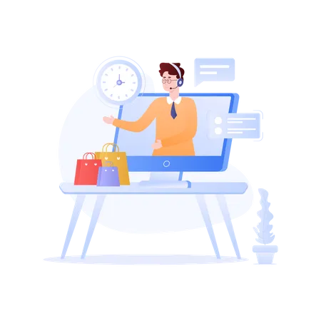 An Illustration Of Customer Support Designed In Flat Style Illustration
