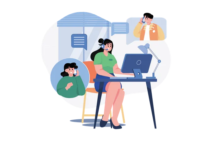 Customer Support And Guide Illustration Concept On White Background Illustration