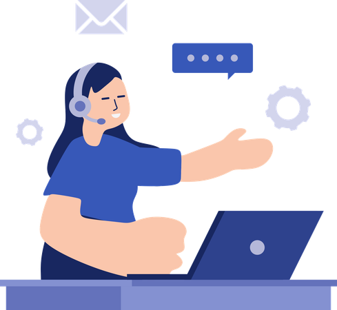 Customer Support agent solves client queries  Illustration