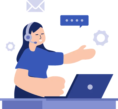 Customer Support agent solves client queries  Illustration